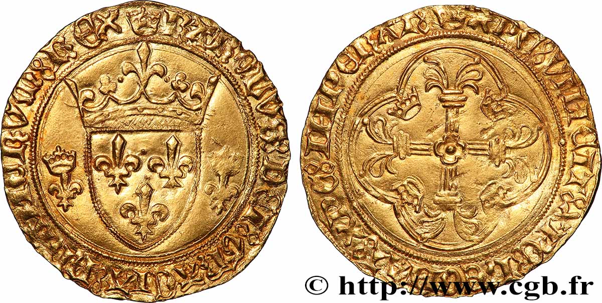 CHARLES VII LE VICTORIEUX Écu d or à la couronne ou écu neuf s.m. Angers TTB+