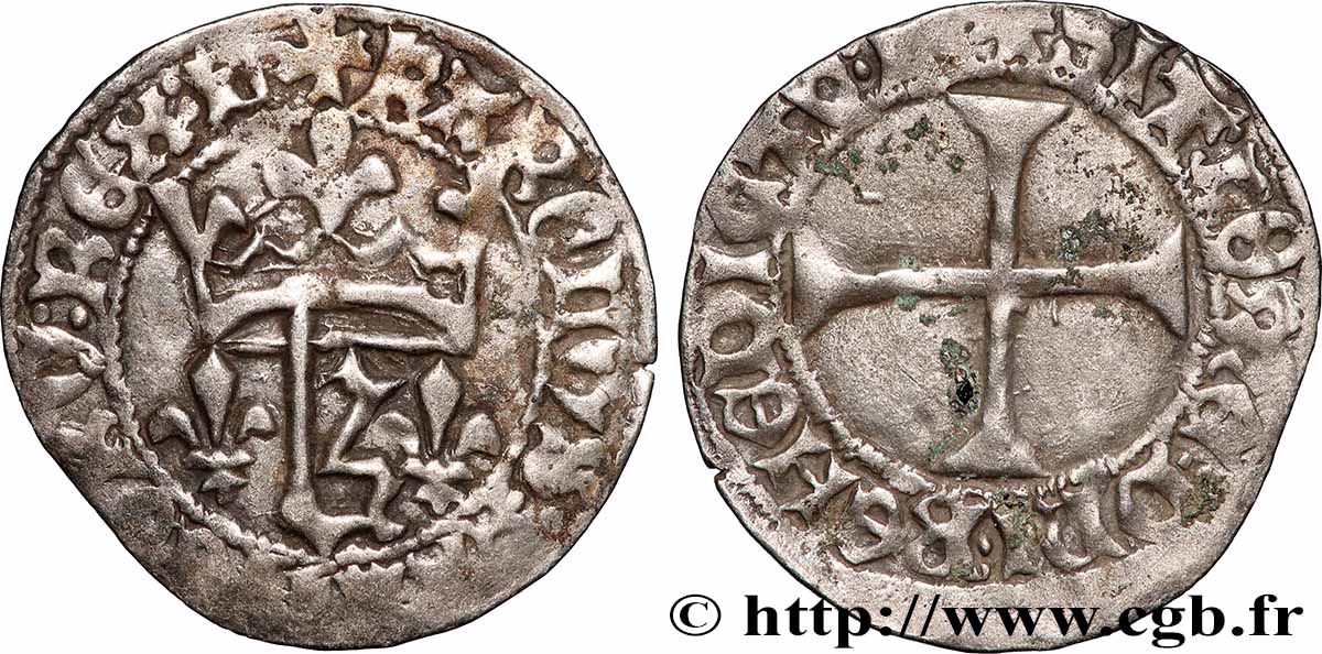 CHARLES VII LE VICTORIEUX Petit blanc au K ou des gens d armes s.m. Loches TTB/TB