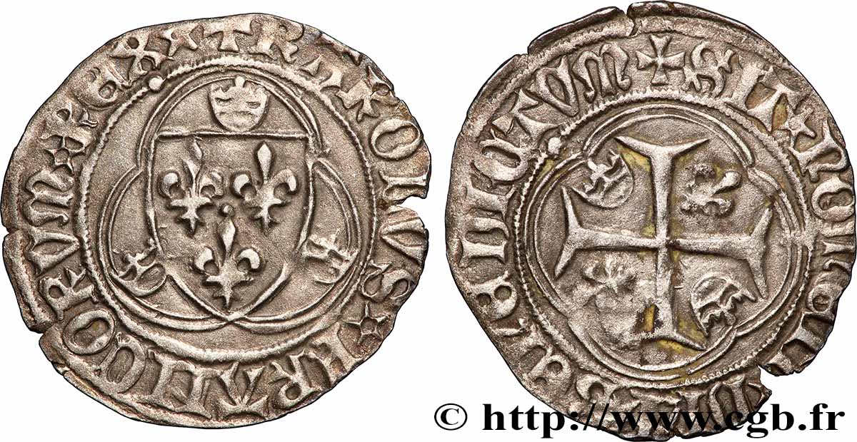 CHARLES VIII Blanc à la couronne n.d. Saint-Lô SPL/q.SPL