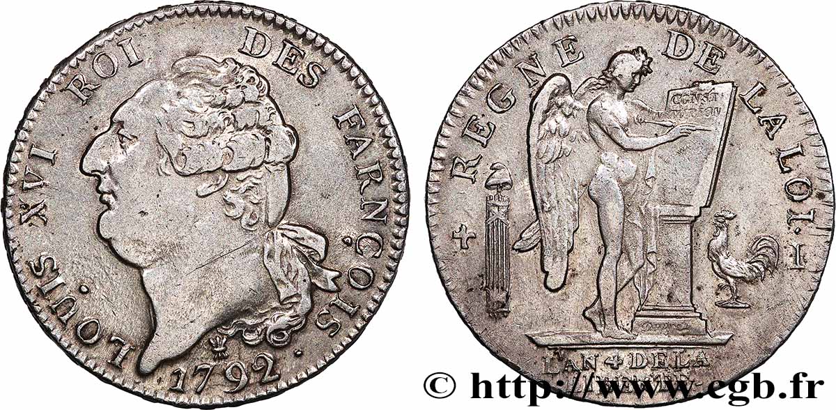 LOUIS XVI Écu dit au génie , type FRANÇOIS 1792 Limoges AU
