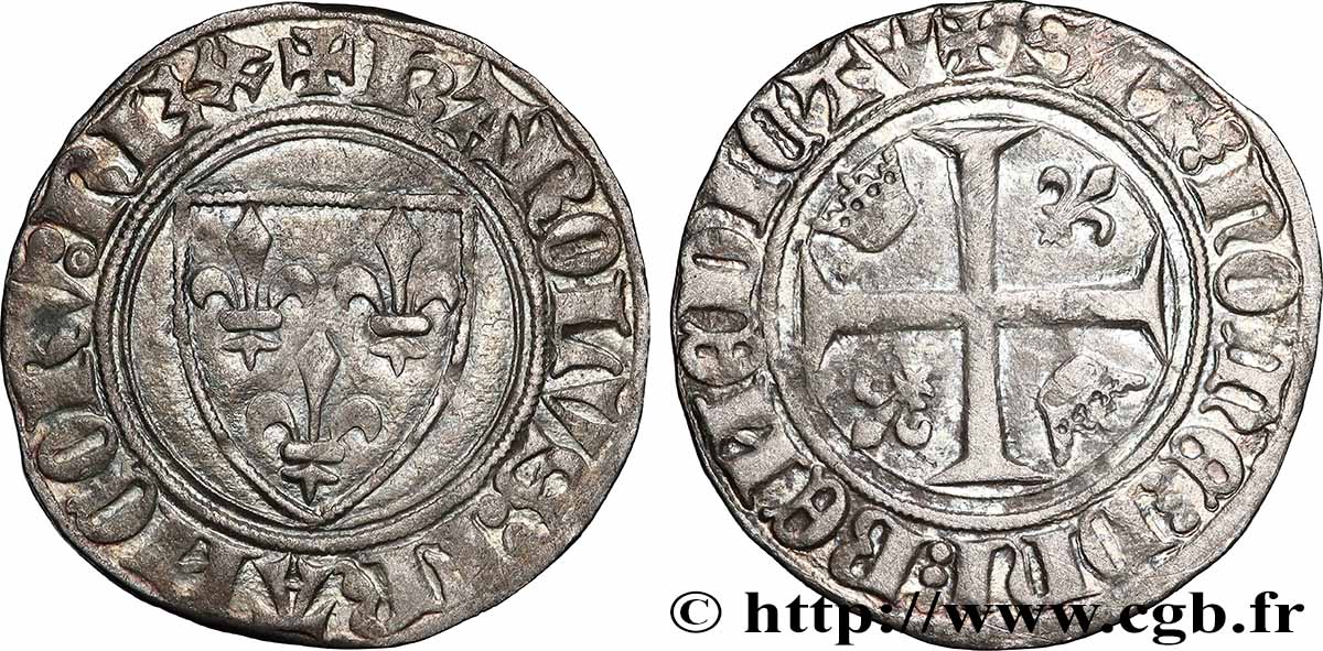 CHARLES VI LE FOU OU LE BIEN AIMÉ Blanc dit guénar s.m. s.l. TTB+
