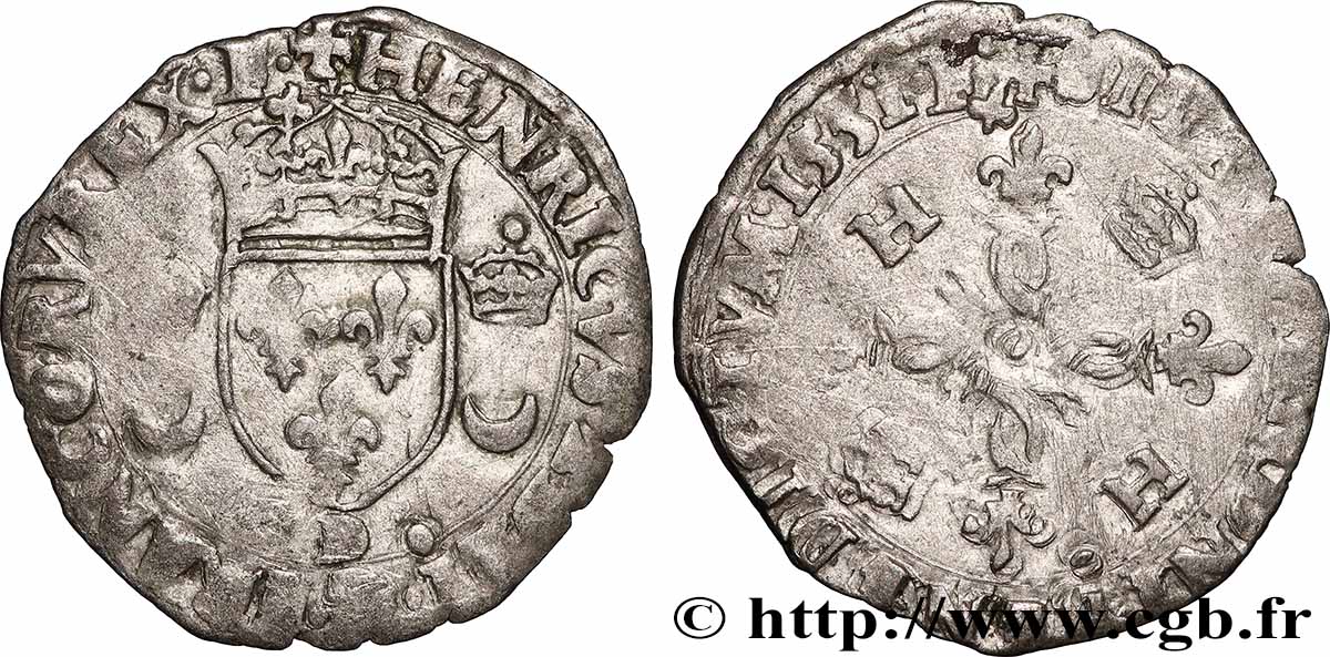 HENRY II Douzain aux croissants 1551 Lyon BB/q.BB