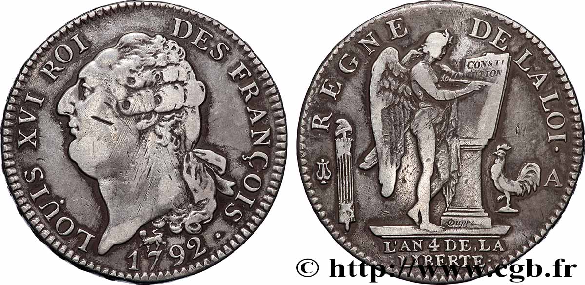 LOUIS XVI Écu au génie 1792 Paris MB