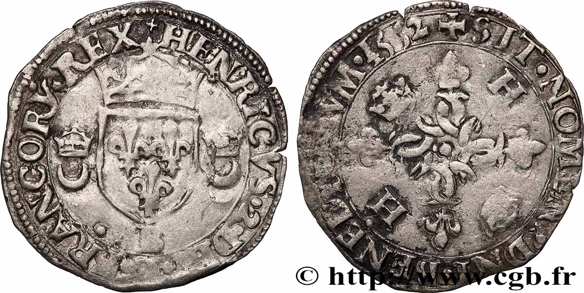 HENRY II Douzain aux croissants 1552 Rouen BB