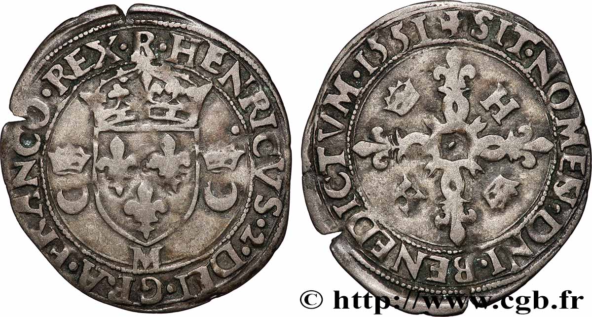 HENRY II Douzain aux croissants 1551 Toulouse fSS