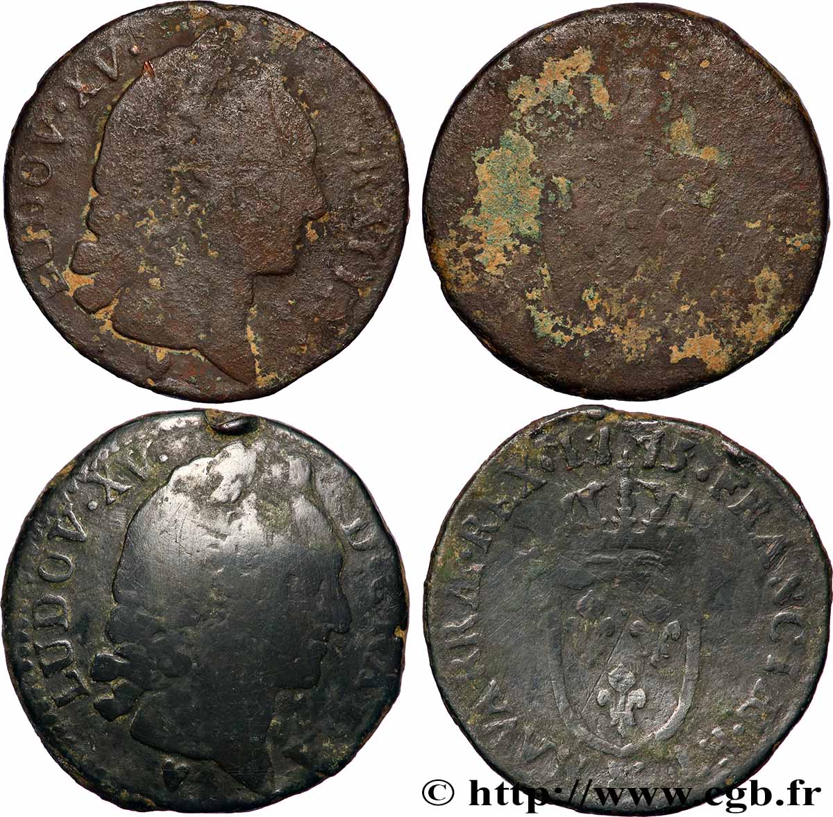 LOUIS XV THE WELL-BELOVED Sol d Aix, lot de 2 ex. n.d. Aix-en-Provence lot