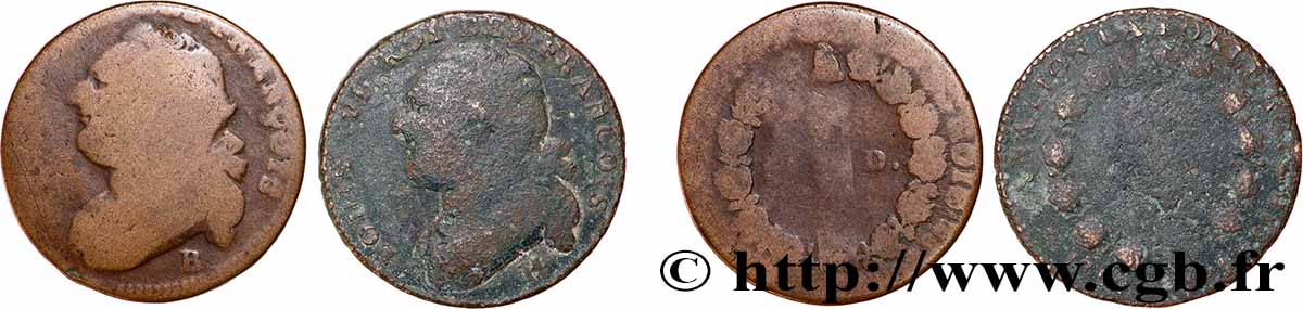 LOUIS XVI 12 deniers dit au faisceau , type FRANCOIS, lot de 2 ex. n.d. Ateliers divers lot
