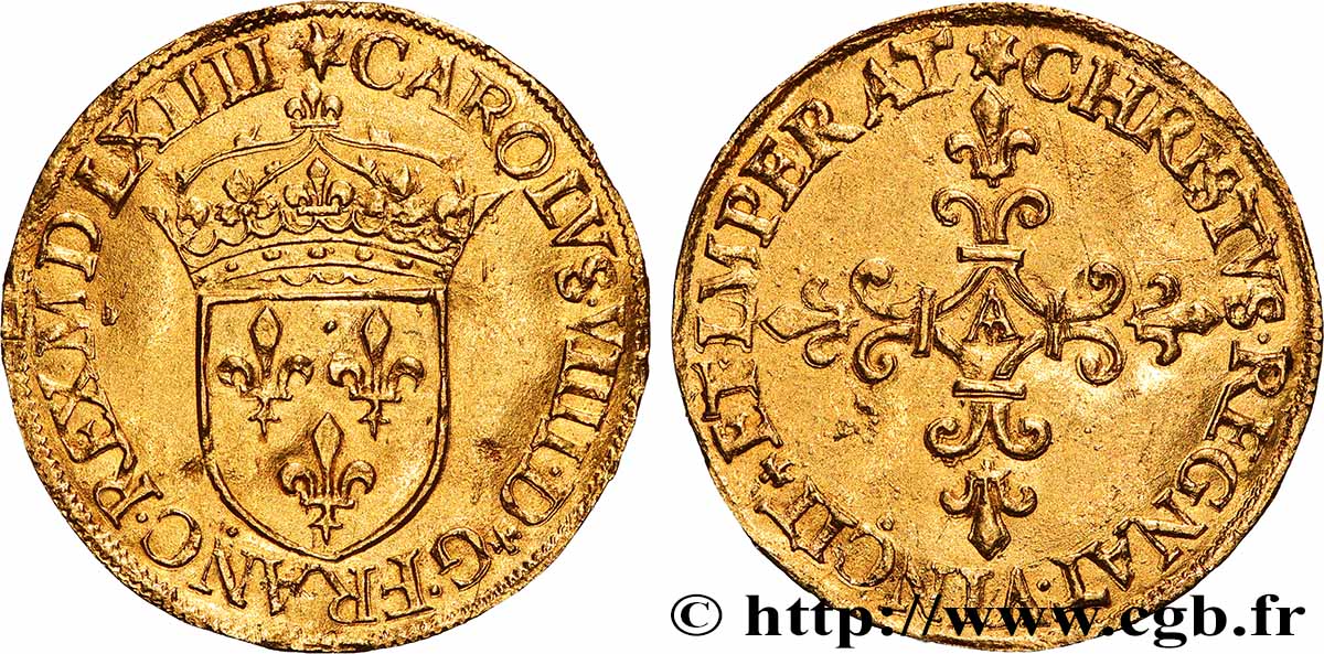 CHARLES IX Écu d or au soleil, 1er type 1564 Paris AU