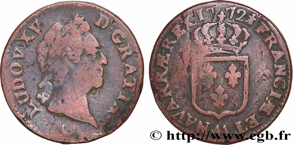 LOUIS XV THE WELL-BELOVED Sol dit “à la vieille tête” 1772 Metz fSS