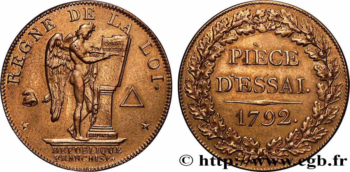THE CONVENTION Essai pour le type conventionnel, module de 27 mm 1792 Paris AU