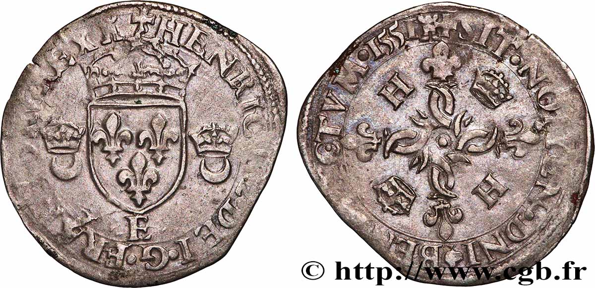 HENRY II Douzain aux croissants 1551 Tours SS