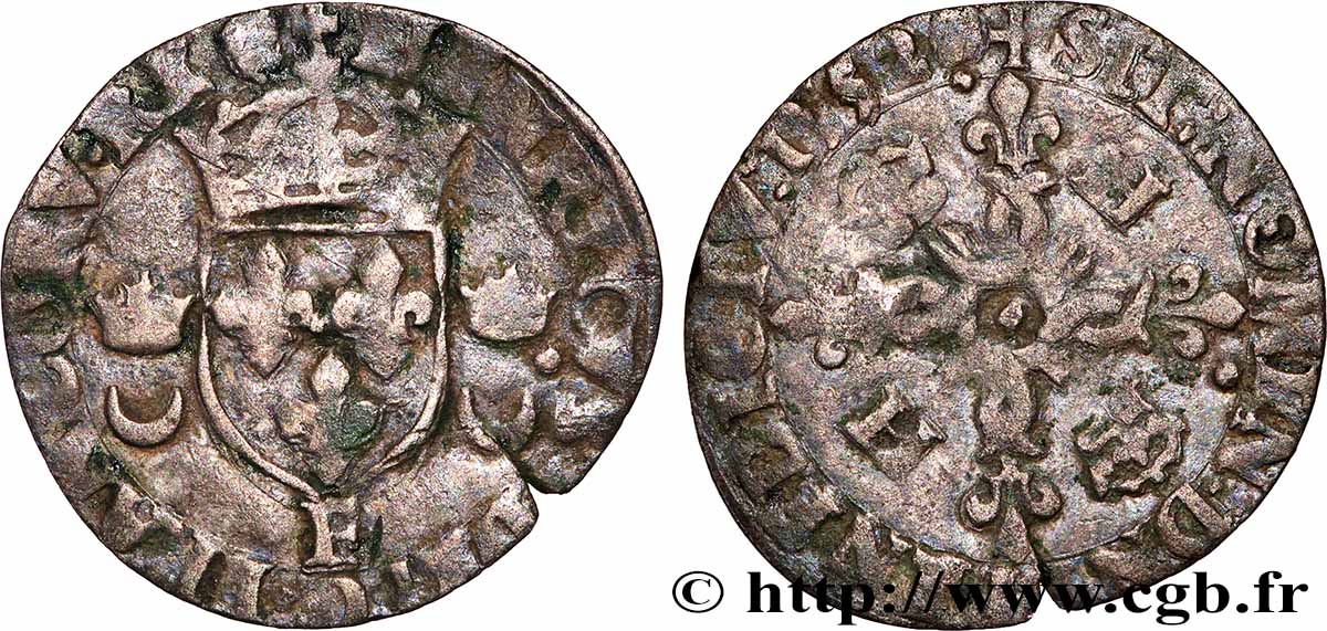 HENRY II Douzain aux croissants 1552 Angers q.BB