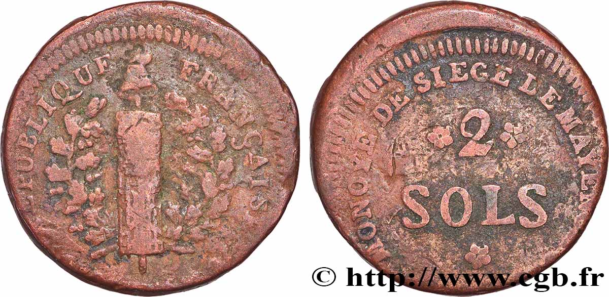 SIEGE OF MAINZ 2 sols 1793 Mayence S