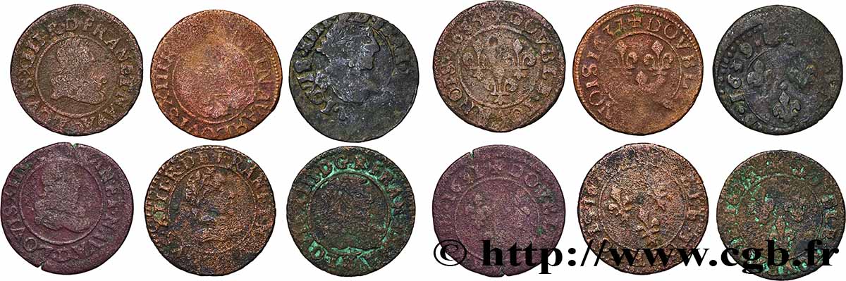 LOUIS XIII Double tournois, lot de 6 ex. s.m. Atelier indéterminé lot