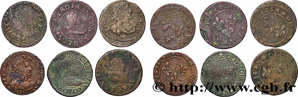 LOUIS XIII Double tournois, lot de 6 ex. s.m. Atelier indéterminé lot