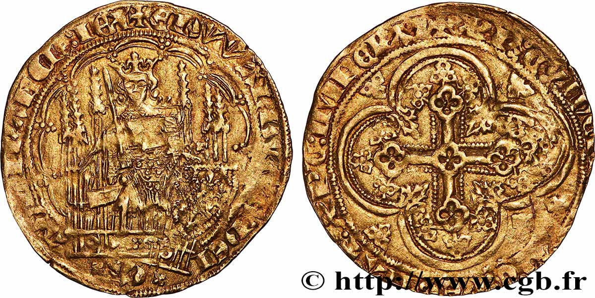 EDWARD III Écu d or à la chaise s.m. Calais VF