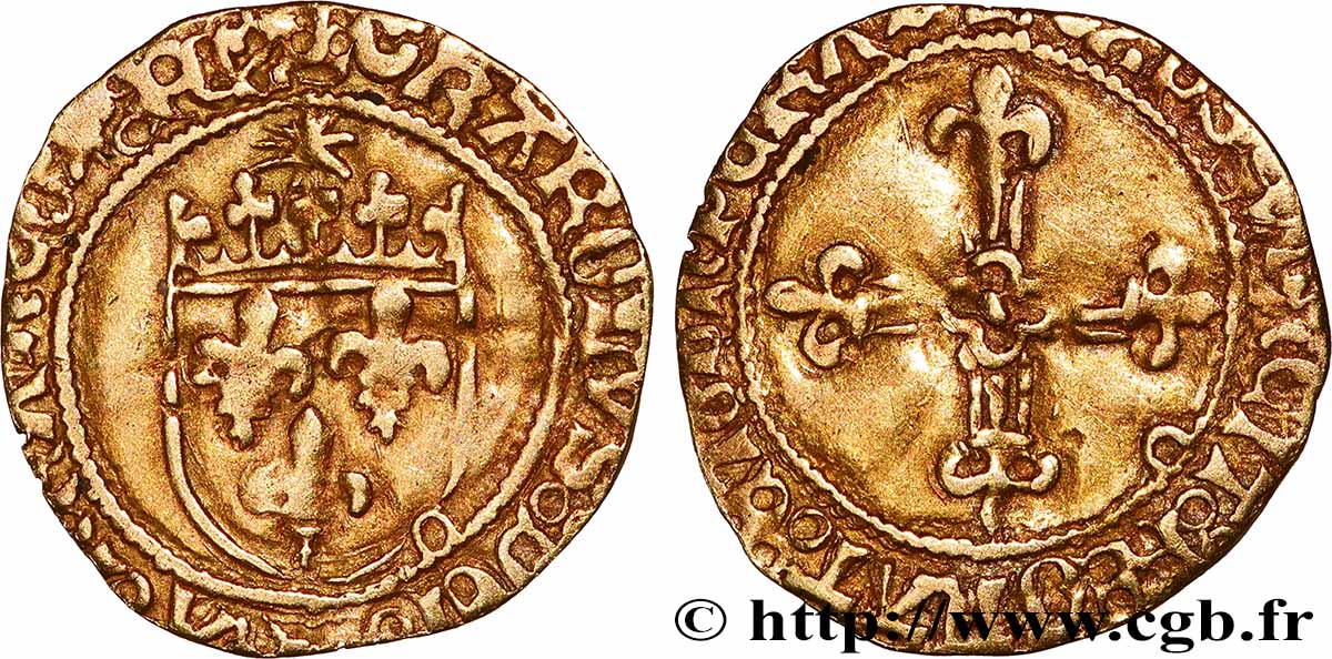 CHARLES VIII Demi-écu d or au soleil s.m. La Rochelle XF