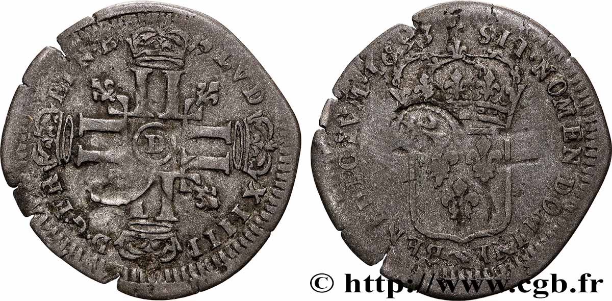 LOUIS XIV THE SUN KING Quinzain aux huit L 1693 Lyon fSS