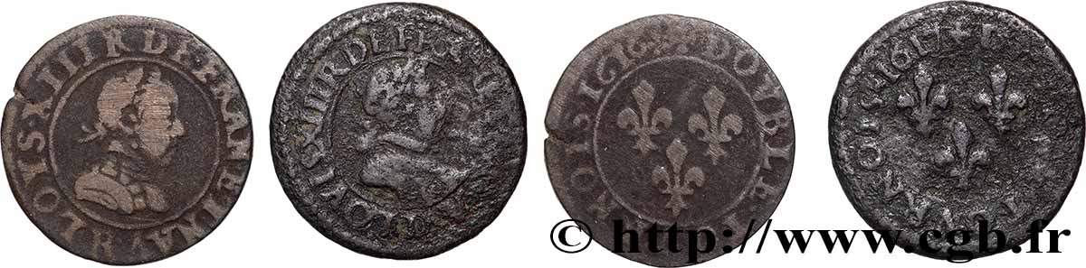 LOUIS XIII Double tournois, lot de 2 ex. s.m. Atelier indéterminé lot