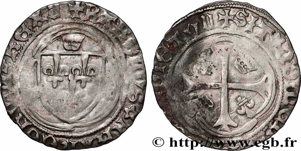 CHARLES VIII Blanc à la couronne 24/04/1488 Villefranche-de-Rouergue fSS