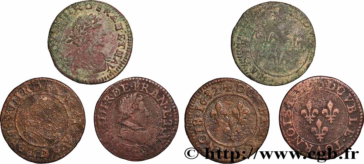 LOUIS XIII Double tournois, lot de 3 ex. s.m. Atelier indéterminé lot