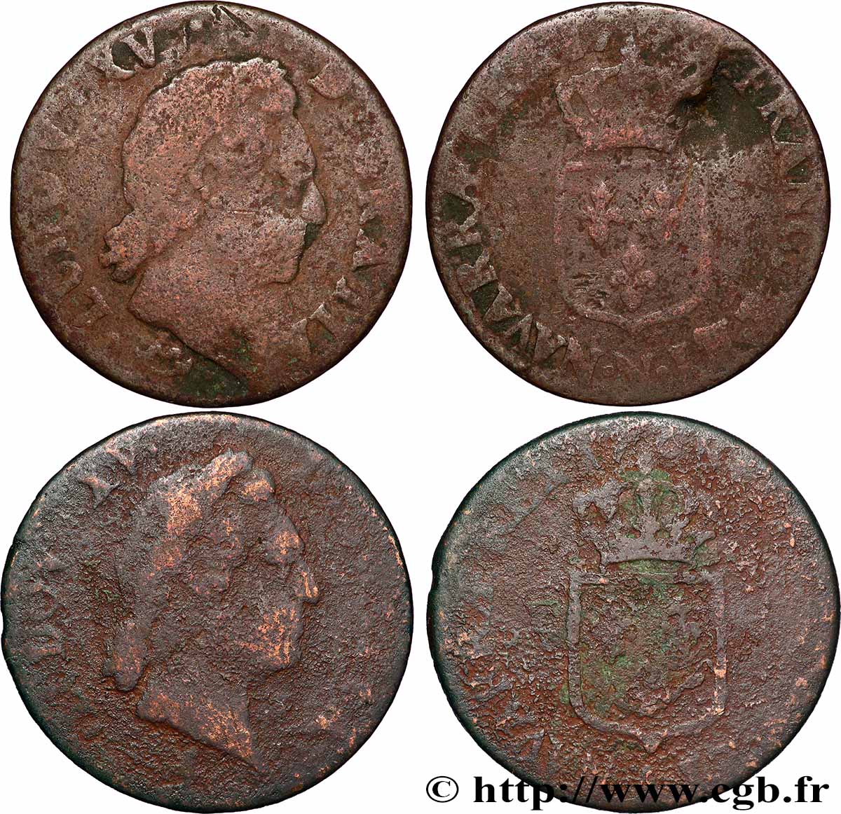 LOUIS XV THE WELL-BELOVED Demi-sol dit à la vieille tête , lot de 2 ex. n.d. Ateliers divers lot