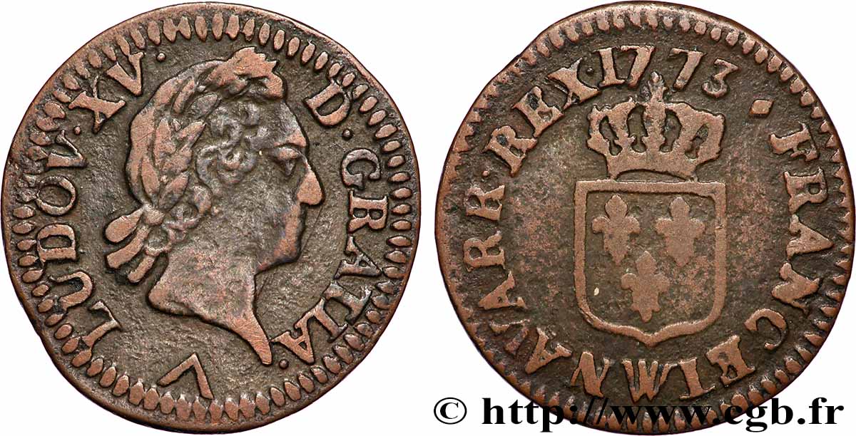 LOUIS XV THE WELL-BELOVED Liard dit à la vieille tête 1773 Lille SS/fSS
