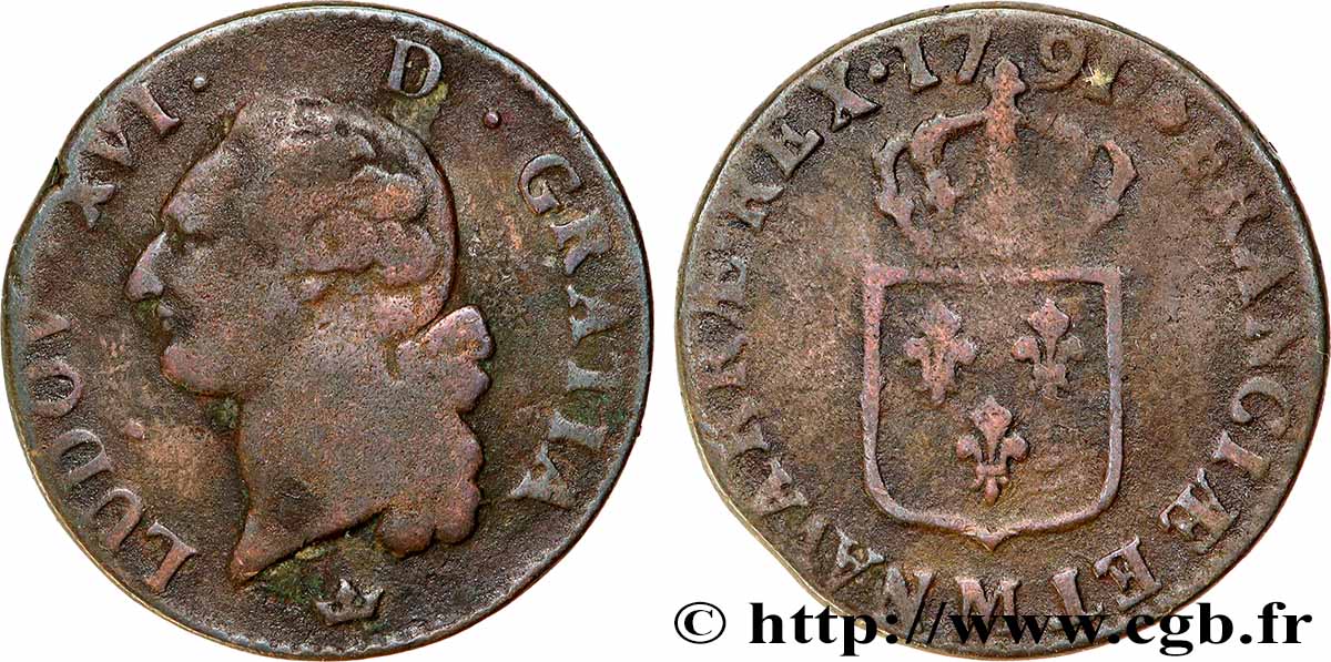 LOUIS XVI Sol dit à l écu 1791 Toulouse S/fSS