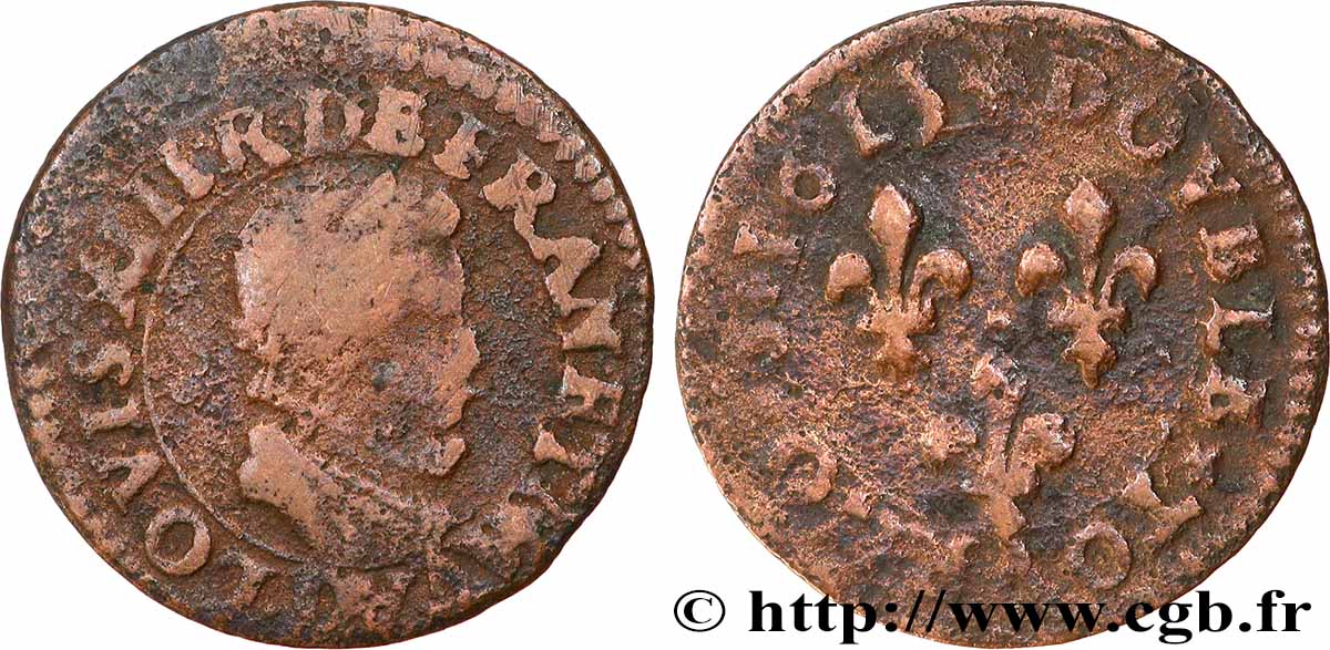 LOUIS XIII Double tournois de Lyon, type 1 1615 Lyon S/fSS
