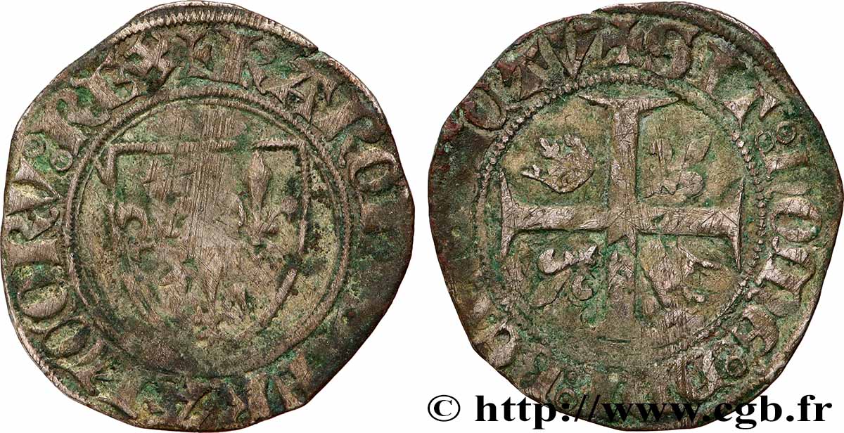 CHARLES VI THE MAD OR THE WELL-BELOVED Blanc dit guénar n.d. Paris VF