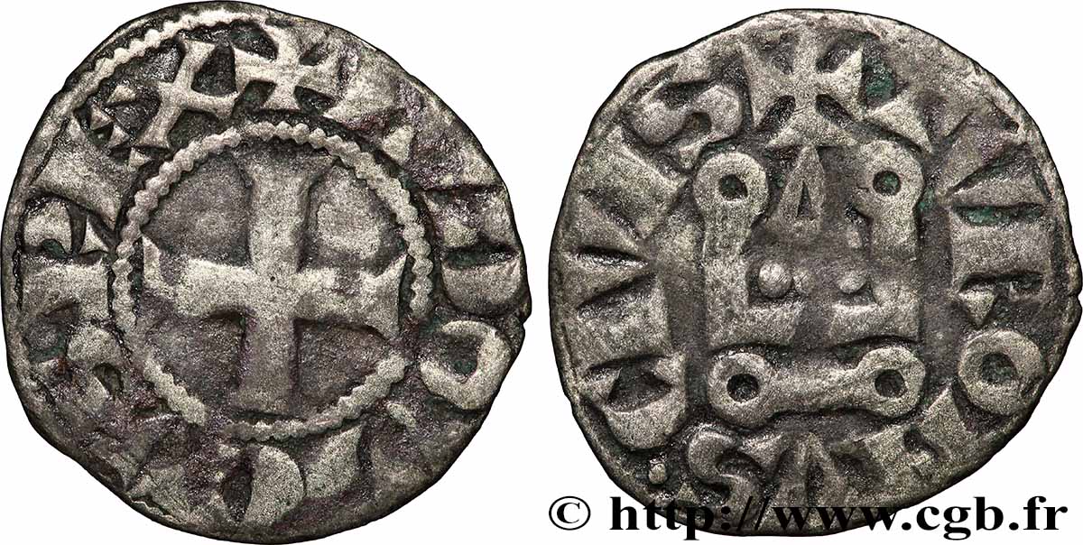 LUIGI VIII THE LION E LUIGI IX SAINT LOUIS Denier tournois s.m. BB