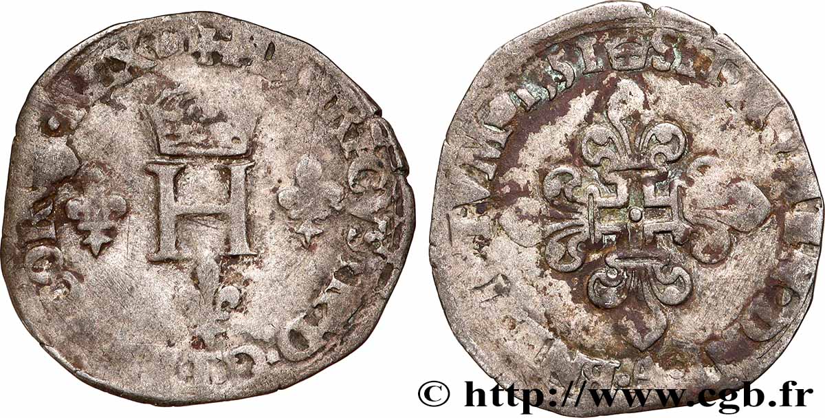 HENRY II Sol parisis ou trois blancs ou “demi-gros de Nesle” 1551 Paris q.BB