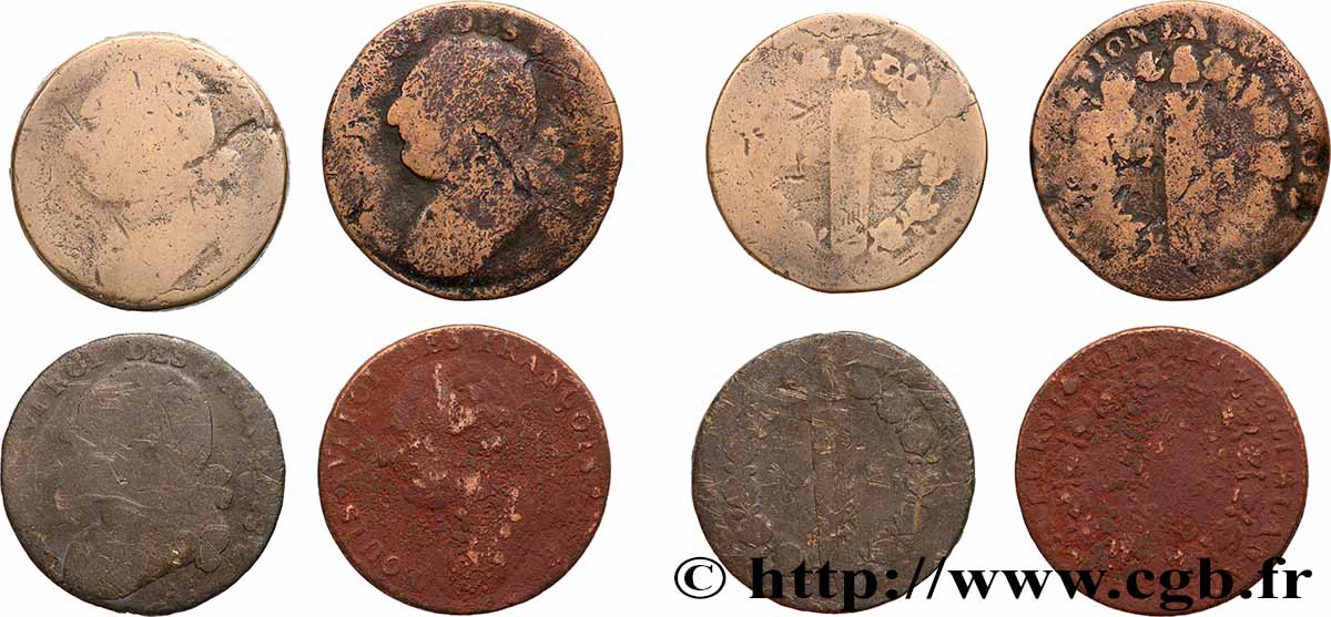 LOUIS XVI 12 deniers dit au faisceau , type FRANCOIS, lot de 4 ex. n.d. Ateliers divers lot