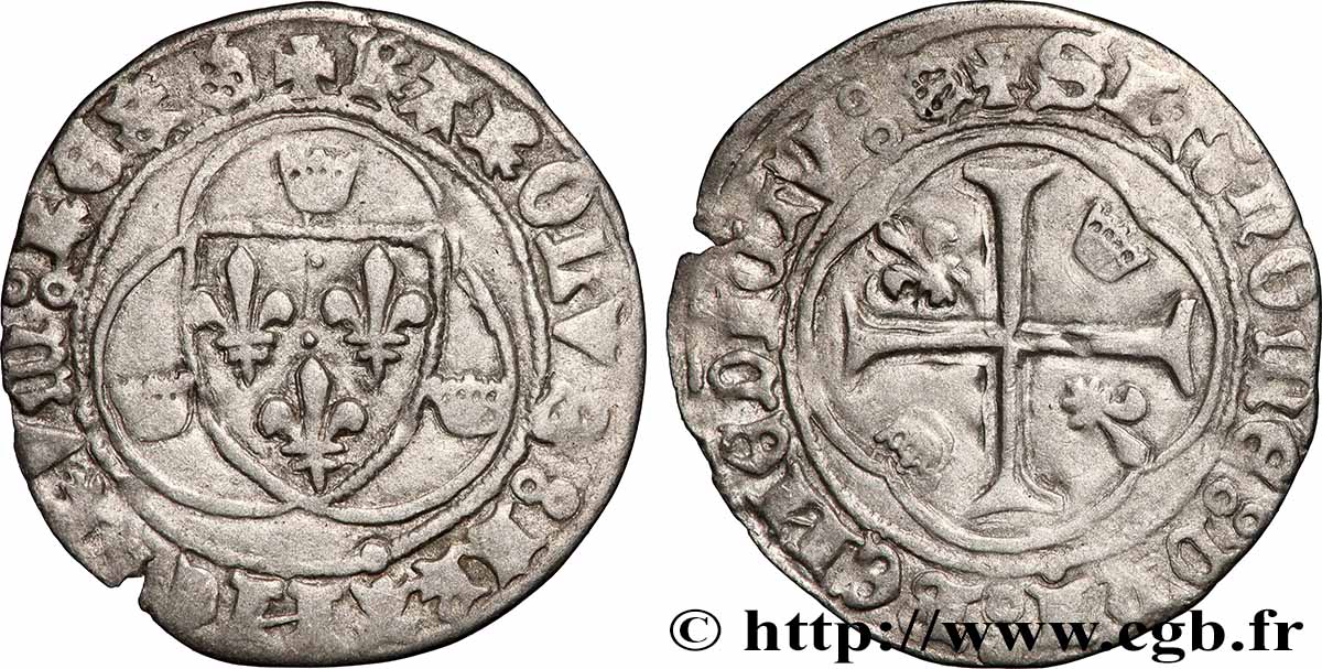 CHARLES VII LE VICTORIEUX Blanc à la couronne s.m. Limoges TTB