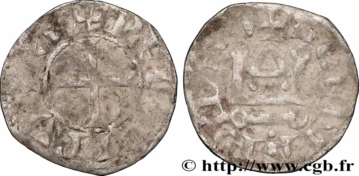 TOURAINE - SAINT-MARTIN DE TOURS - PHILIPPE II AUGUSTE Denier tournois s.m. Saint-Martin de Tours MB