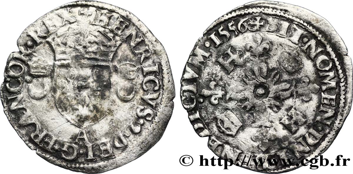 HENRI II Douzain aux croissants 1556 Paris TB+