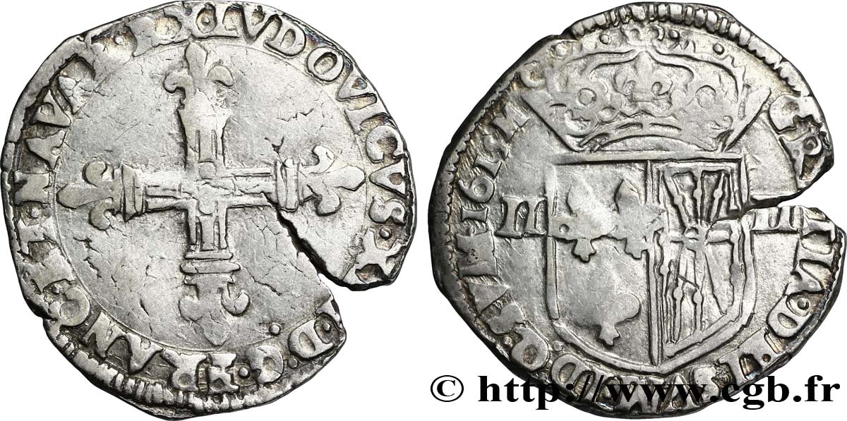 LOUIS XIII LE JUSTE Quart d écu de Navarre 1615 Saint-Palais TTB