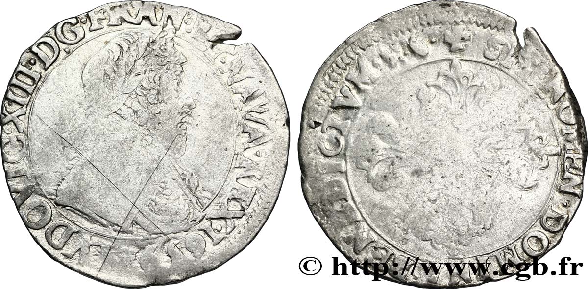 LOUIS XIII LE JUSTE Demi-franc 1639 Aix-en-Provence TB