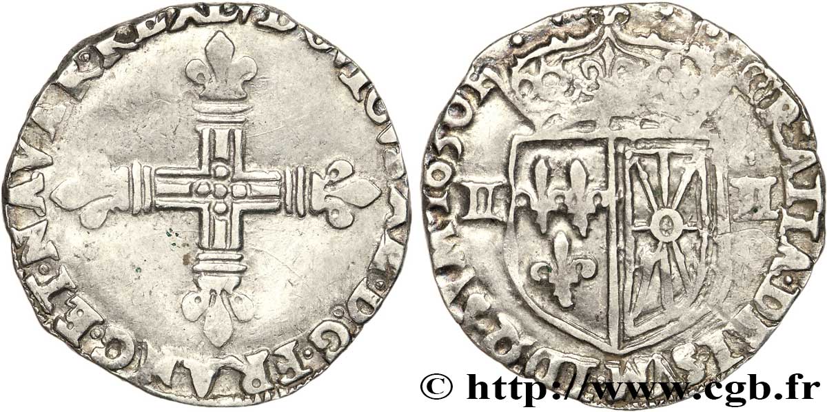 LOUIS XIII LE JUSTE Quart d écu de Navarre 1630 Saint-Palais TTB