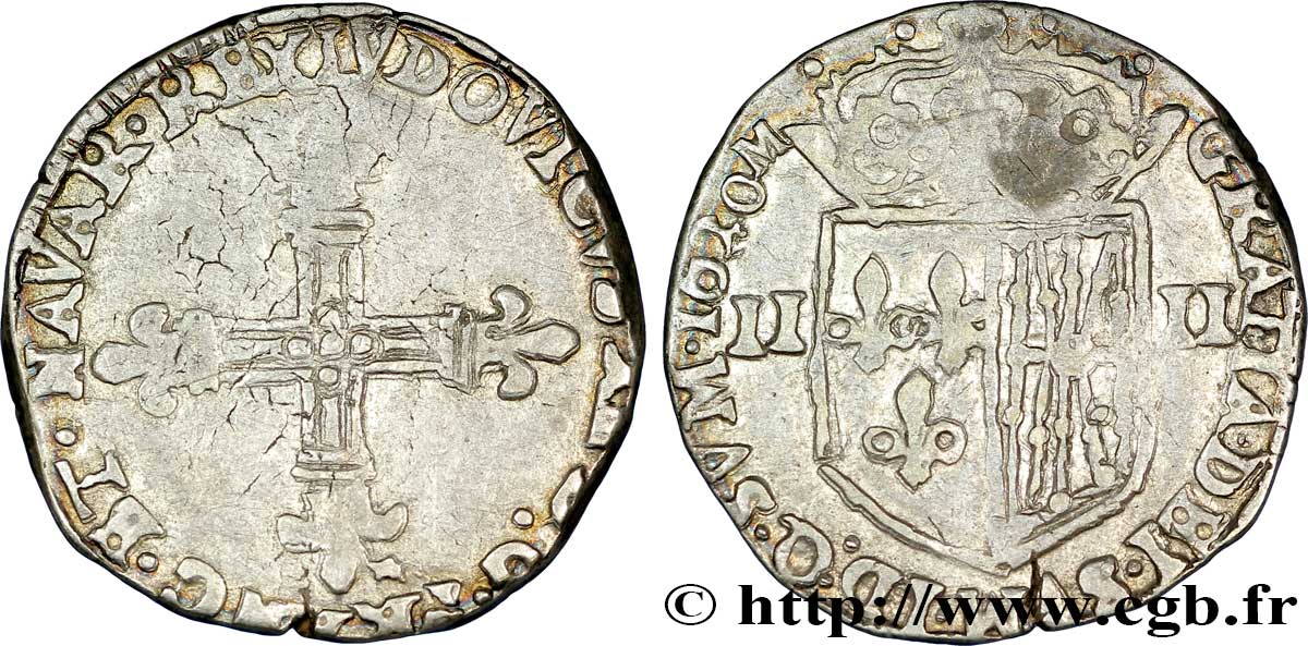 LOUIS XIII LE JUSTE Quart d écu de Navarre 1620 Saint-Palais TB+