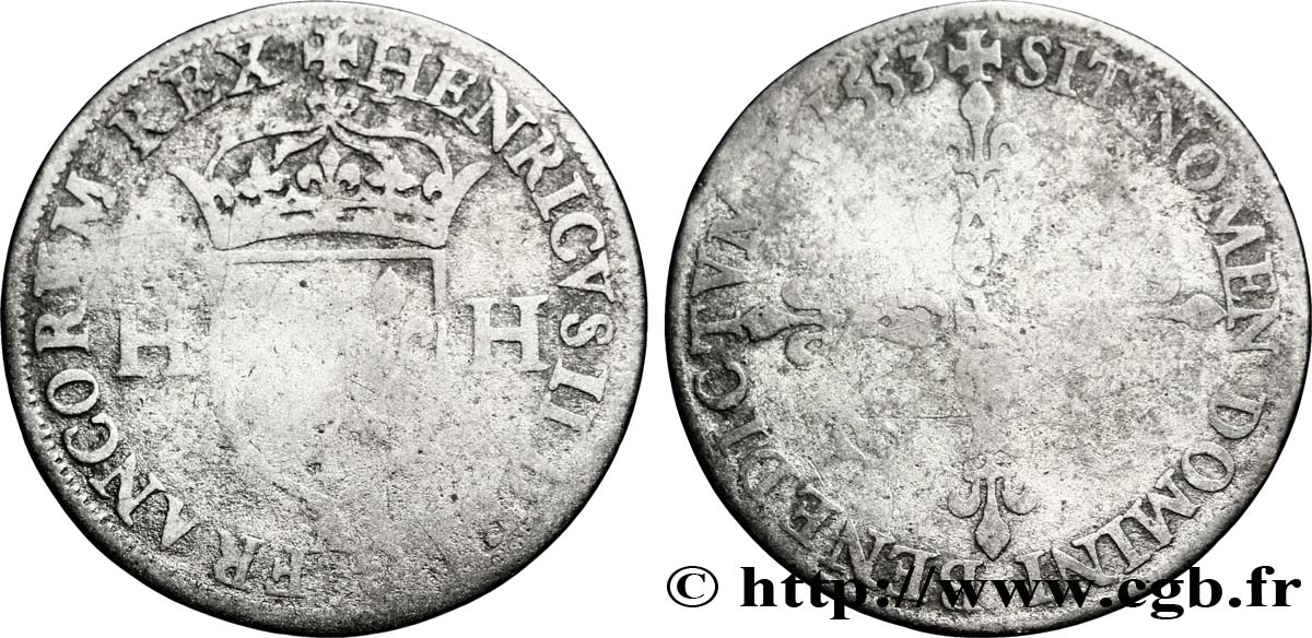 HENRI II Douzain aux deux H 1553 Paris B