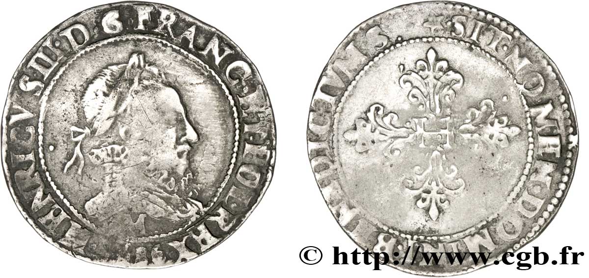 HENRI III Franc au col fraisé 1586 Toulouse TB+