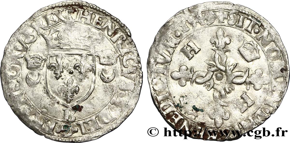 HENRI II Douzain aux croissants 1549 Rouen TTB