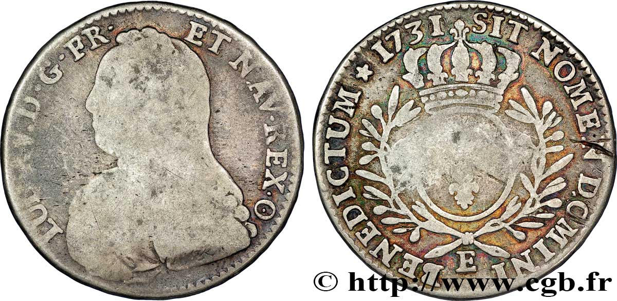 LOUIS XV DIT LE BIEN AIMÉ Demi-écu aux branches d olivier, buste habillé 1731 Tours B