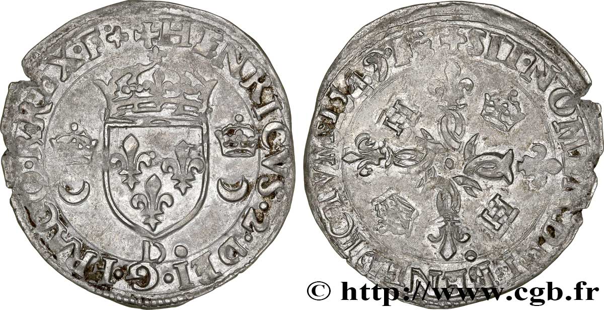 HENRI II Douzain aux croissants 1549 Lyon TTB