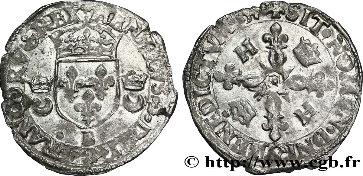HENRI II Douzain aux croissants 1549 Rouen TTB