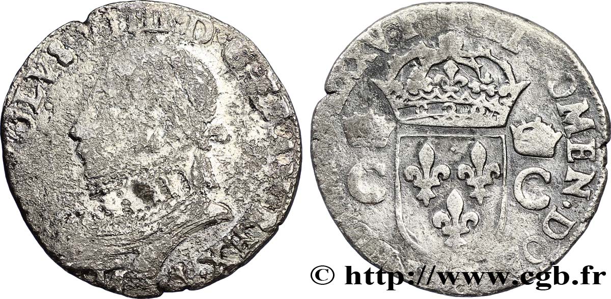 HENRI III. MONNAYAGE AU NOM DE CHARLES IX Teston, 10e type 1575 Toulouse B/B+
