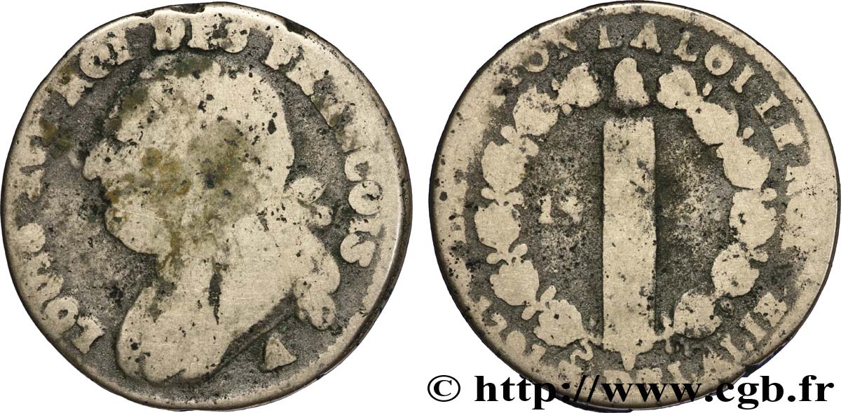 LOUIS XVI (MONARQUE CONSTITUTIONNEL) 12 deniers dit au faisceau , type FRANCOIS 1791 Paris TB+