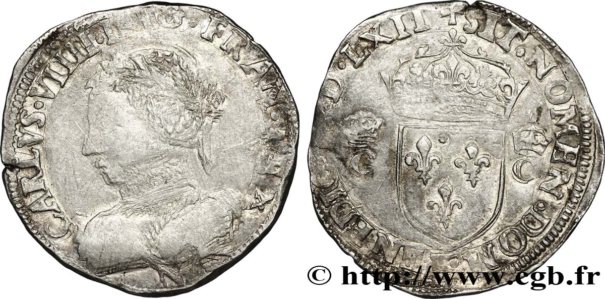 CHARLES IX Teston, 2e type 1562 Montpellier TB+/TTB