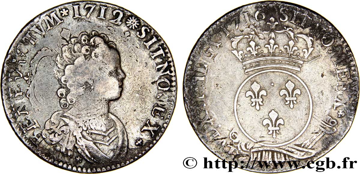 LOUIS XV DIT LE BIEN AIMÉ Quart d écu dit “vertugadin” 1716 Paris TTB